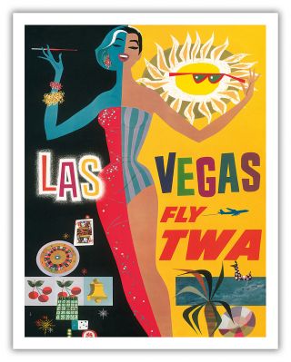 Las Vegas Nevada Show Girl Casino David Klein Twa Art Poster Print Giclée