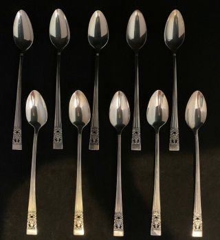10 Oneida Community Coronation Ice Tea Spoons 1936 7 - 1/2 "