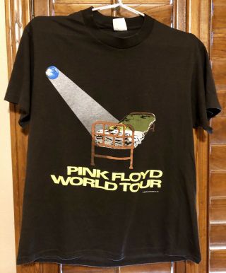 Vintage Pink Floyd World Tour 1987 T Shirt Size L Double Print Thin Spring Ford