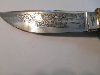 Vintage Henley & Co Germany Solingen Highly Engraved Knife Stag Handle Dagger