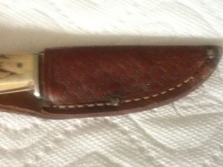 Vintage Case XX Knife Fixed Blade with Tooled Leather Sheath 2