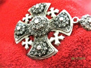 Antique Jerusalem Crusader Cross Necklace Chain 900 Silver 3
