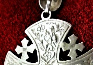 Antique Jerusalem Crusader Cross Necklace Chain 900 Silver 4
