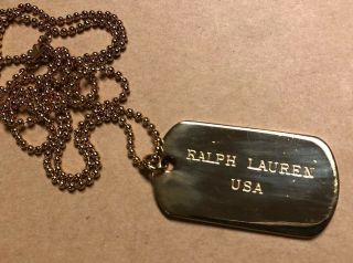 Vintage Polo Ralph Lauren Dog Tags Necklace - Brass Gold - Men’s 1990s
