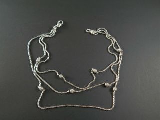Signed Judith Ripka 925 Sterling Silver Cz Triple Strand Necklace 18 " Diamonique