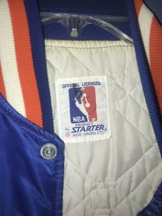 VTG 80s 90s Starter NBA York Knicks Nylon Satin Bomber Jacket Blue Medium 6