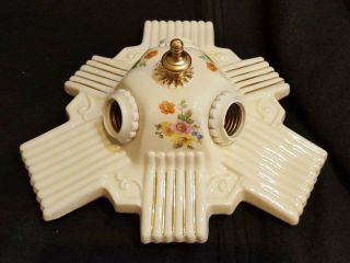 Vintage PORCELIER 3 - Bulb Porcelain Ceiling Light Fixture,  Wiring,  Guaranteed 3