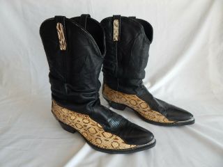 Vintage Tony Lama Western Cowboy Boot Men Size 12d Snakeskin