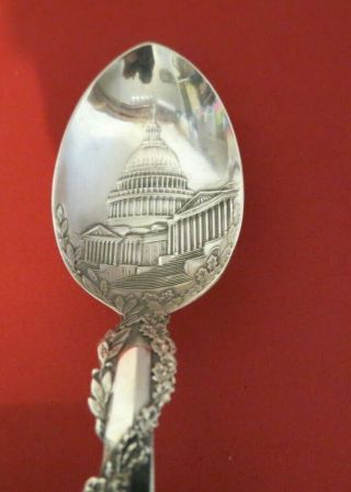 Rare 1890 Moore & Leding Washington Monument US Capitol Sterling Souvenir Spoon 3
