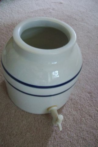 Vintage Ceramic Water Dispenser and wooden stand.  cooler 2