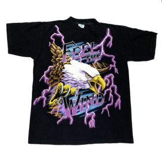 Vintage Feel The Wind Lightning Eagle T Shirt Mens L Kanye West Travis Scott