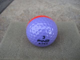 PING EYE 2 3 RED - LAVENDER GOLF BALL w/BLACK TEXT,  RARE COLOR 10