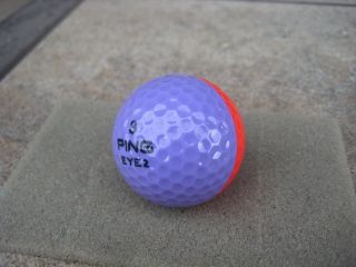 PING EYE 2 3 RED - LAVENDER GOLF BALL w/BLACK TEXT,  RARE COLOR 6