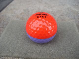 PING EYE 2 3 RED - LAVENDER GOLF BALL w/BLACK TEXT,  RARE COLOR 8