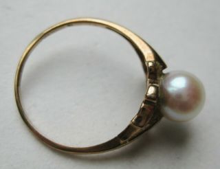 Fine Vintage Art Deco 10k Gold 7.  3mm White South Seas Pearl Ring sz 8 4