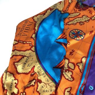 Vintage Rare Creme De Silk Long Sleeve Shirt 100 Silk Men’s Size L India Map 3