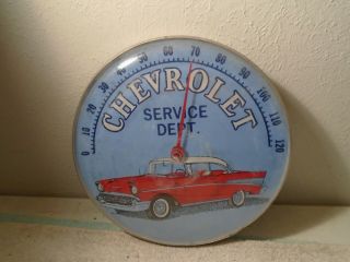 Vintage Tin Plastic Chevrolet Service Dept.  Chevy Thermometer Coca Cola