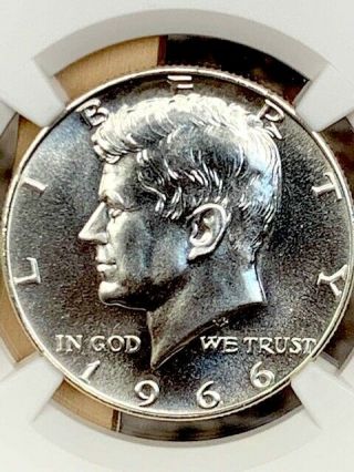 1966 Kennedy Double Die Obv - Doubled Profile NGC SMS 68 TOP POP - RARE 2