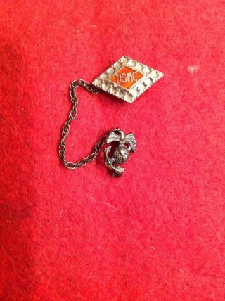Wwii Usmc Marines Sweetheart Homefront Pin Brooch Sterling