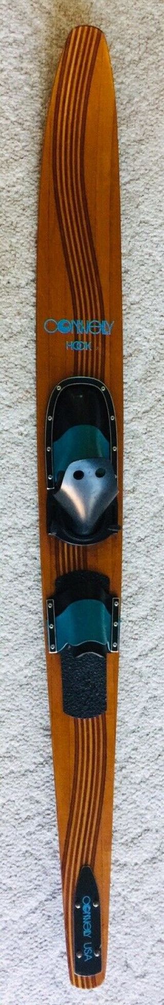 Vintage Connelly Hook Mahogany Wood Inlay Slalom Water Ski 69”