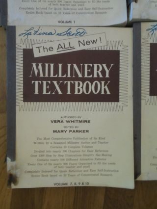 1961/VINTAGE HAT MAKEING - MILLINERY TEXTBOOK - BY VERA WHITMIRE - VOLUMES 1 THRU10 4
