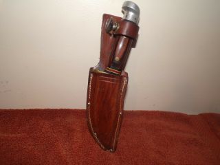 Vintage Western Usa W88 Fixed Blade Hunting Knife W/ Leather Sheath