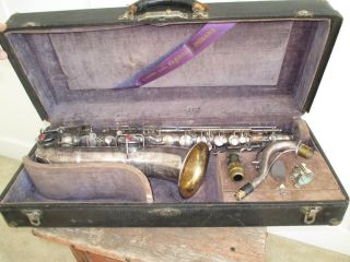Vintage C.  G.  Conn Silver C - Melody Saxophone Sax Exchanged Buescher Engraving