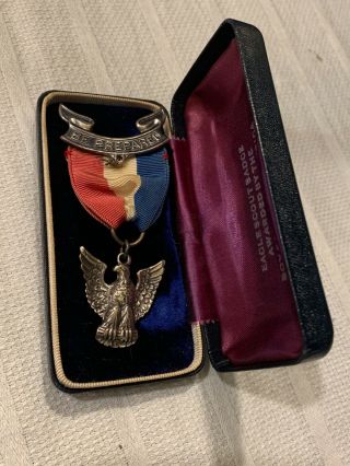 Vintage Boy Scout Sterling? Eagle Scout Badge Award Medal With Box