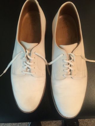 Vintage Brooks Brothers White Bucks Oxford Shoes Rubber Soles Mens Size 10 1/2.