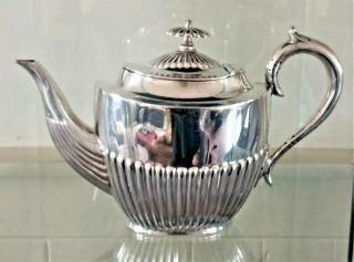 Fine Antique Walker & Hall Silver Plated Gadrooned Teapot C 1890,