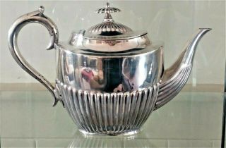 Fine Antique Walker & Hall Silver Plated Gadrooned Teapot C 1890, 2