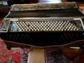 VINTAGE HOHNER ACCORDION GERMANY MOTHER OF PEARL,  CASE,  Stones in setting 10