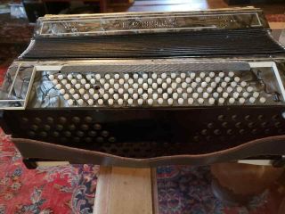 VINTAGE HOHNER ACCORDION GERMANY MOTHER OF PEARL,  CASE,  Stones in setting 9