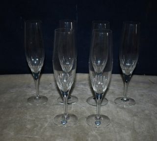 Six (6) Orrefors Crystal Vintage Prelude Champagne Flutes -