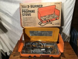 Vintage Sears Primus 3 Burner Propane Camp Stove Model 920.  727611 W/box Usa