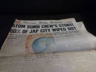 August 8 1945 Chicago Daily Tribune Newspaper Wwii Atom Bomb Japan