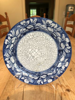 Dedham Pottery Vintage Plate 1930’s Flower 8 1/2” Wide Crackle Glaze