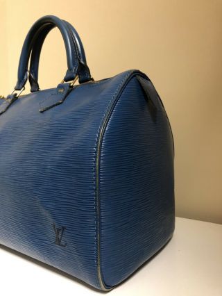 AUTH LOUIS VUITTON EPI LEATHER TOLEDO BLUE SPEEDY 30 VINTAGE HANDBAG 6