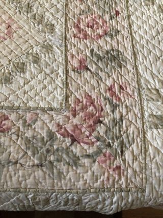Vintage Floral Roses Appliqué Quilt,  92x94inches With 2 Shams Handmade 6