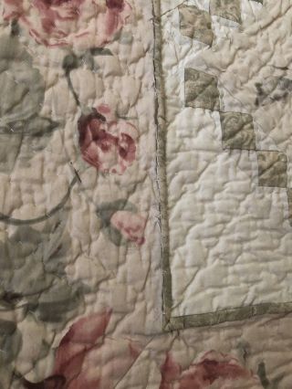 Vintage Floral Roses Appliqué Quilt,  92x94inches With 2 Shams Handmade 7