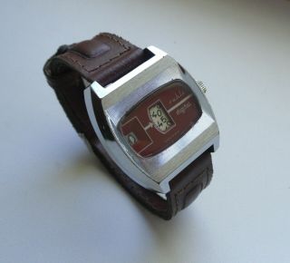 Ruhla Jump Hour German Gdr Mechanical Watch 1980s Rare Square Case