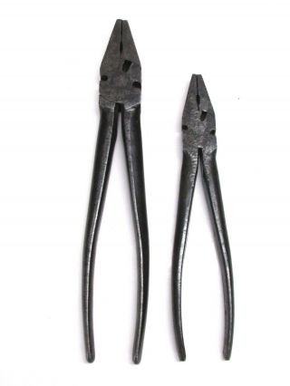Vintage Utica Tools 8 " & 10 " Linemans Pliers,  1000 - 8 & 1000 - 10