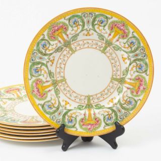 7 Vintage Royal Worcester China 10.  5 " Dinner Plates Z698 - 2 Yellow Greek Key Urns