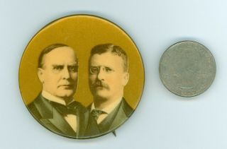 Vintage 1900 President William Mckinley Roosevelt Jugate Campaign Pinback Button