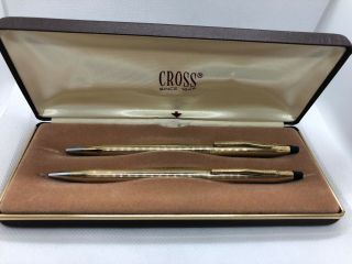 Cross 10k Gold Ballpoint Pen Pencil Set Made In Usa Vintage