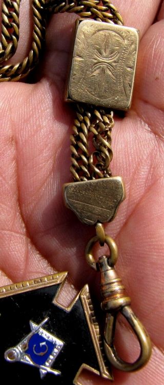 Vintage Gold Filled Freemason Masonic Pocket Watch Double Chain 6