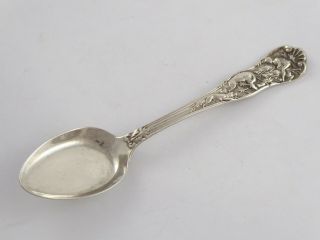 Very Rare Victorian Solid Sterling Silver Stag Hunt Pattern Ice Cream Spoon 1876