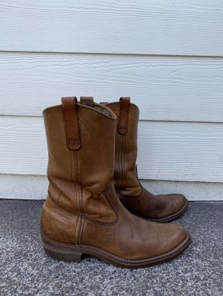 Vintage Red Wing Pecos Style Brown Leather Pull On Work Cowboy Boots Sz 9.  5