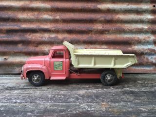 Vintage Buddy L Hydraulic Dump Truck Toy Pressed Steel Metal Pink 2