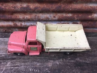 Vintage Buddy L Hydraulic Dump Truck Toy Pressed Steel Metal Pink 3